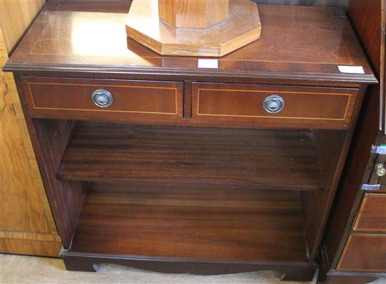 Inlaid mahogany open bookcase